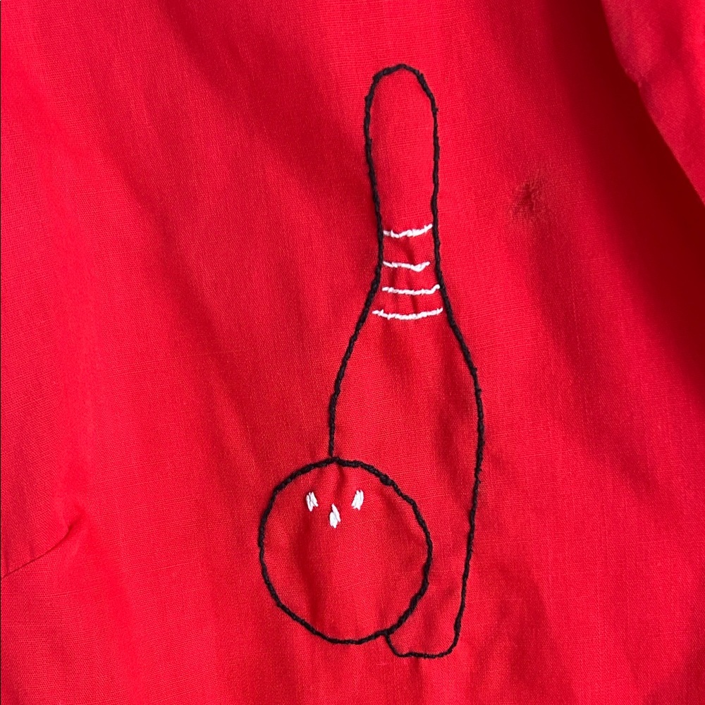 Red Bowling Shirt with Embroidered Pins - Picture 4 of 8